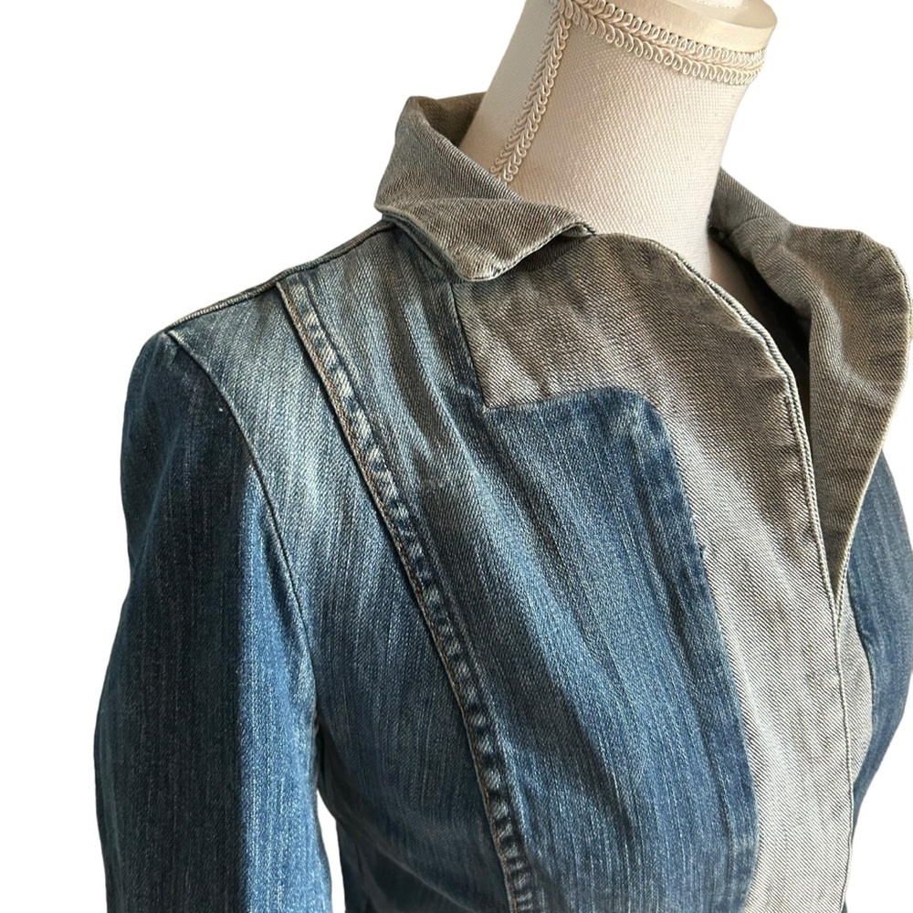 Habitual Jean denim blazer jacket womens size 2 blue frayed hippiechic festival